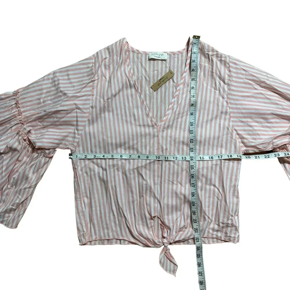 NWT Lavender Field Striped Tie Front Top Size Large - Picture 4 of 8